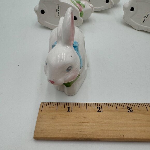 VTG White Easter Bunny Rabbit Napkin Rings Holders Set of 4 springtime white - Picture 7 of 7